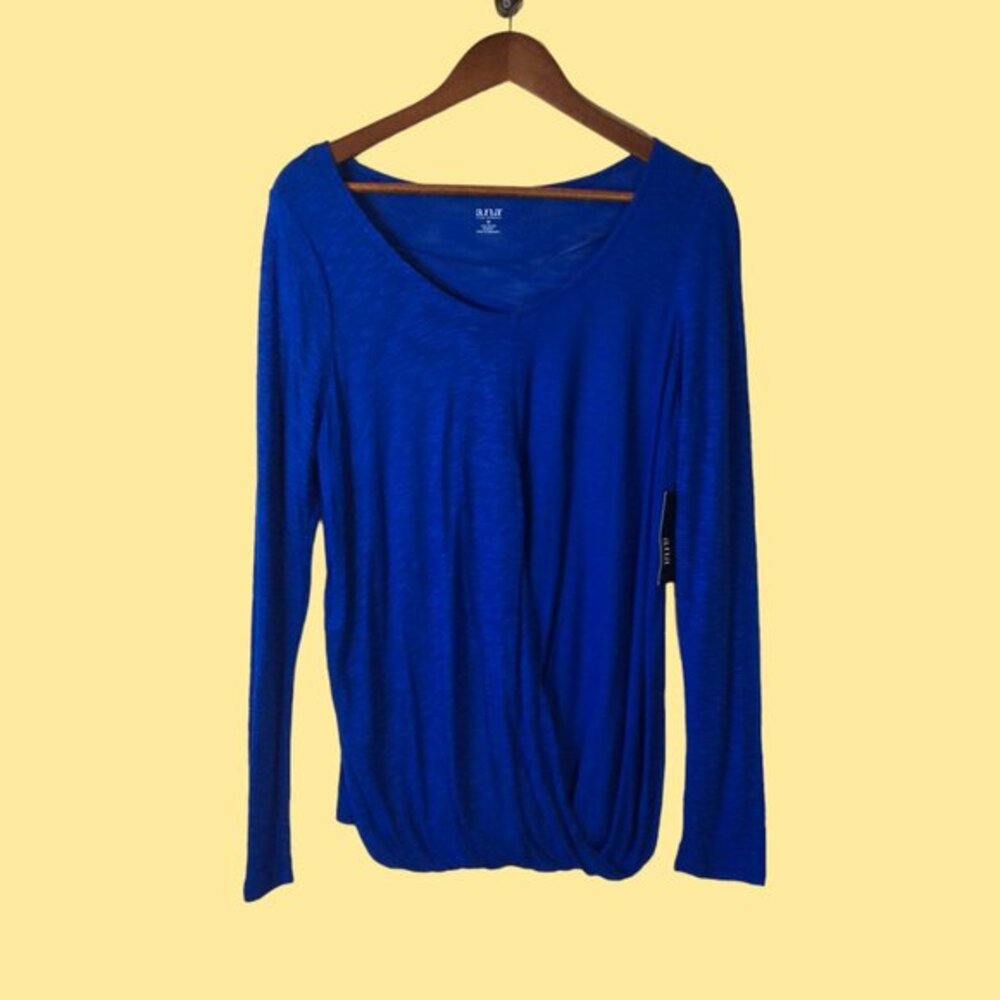 a.n.a Long Sleeve Brillant Blue Blouse Size Medium